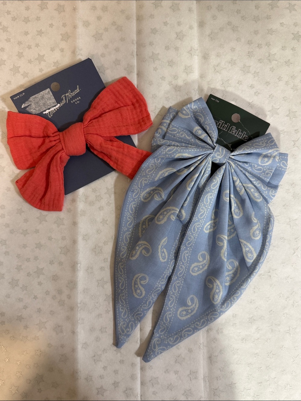 Target Coral Bow & Light Blue Paisley Hair Clips